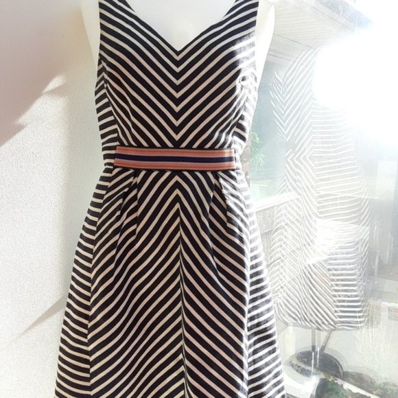 Anthropologie Maeve Mitered Stripe Dress 6 - Picture 6 of 7